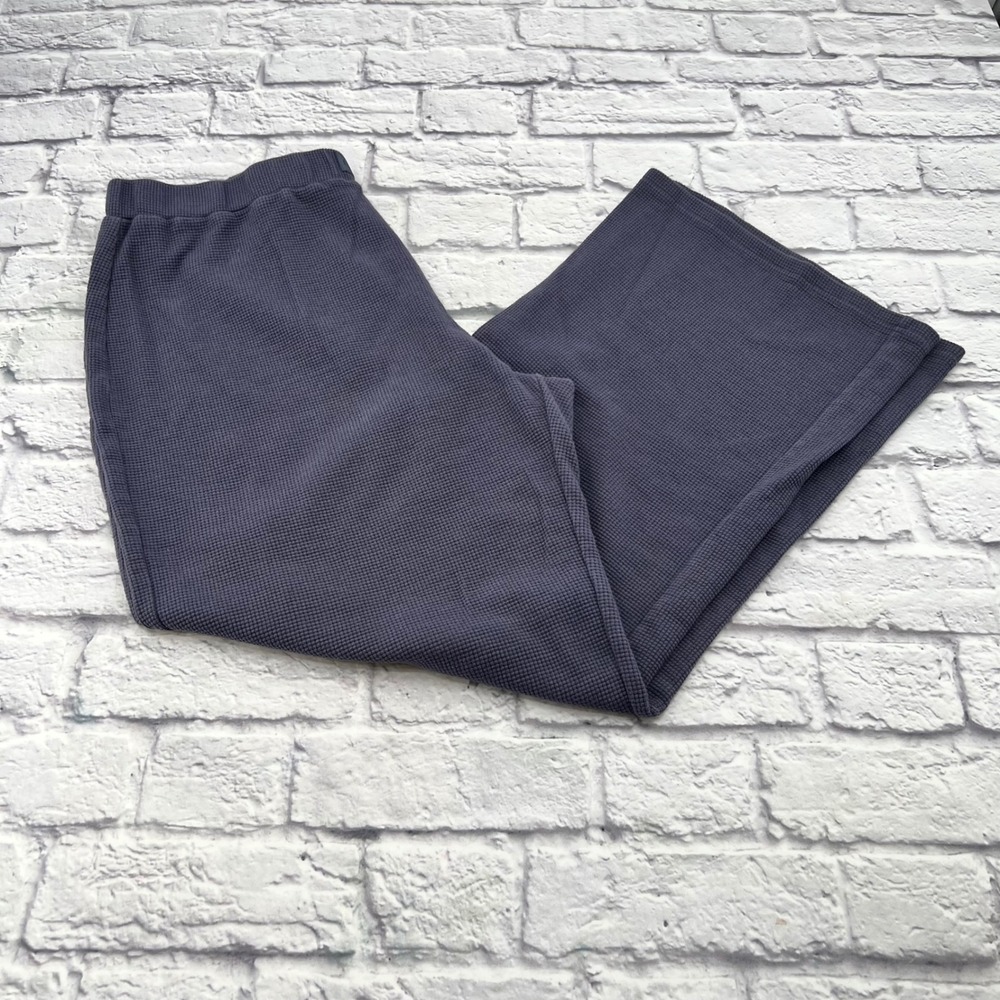 Comfort Womens 2XL Grey Waffle Knit Thermal Wide Leg Lounge Pants